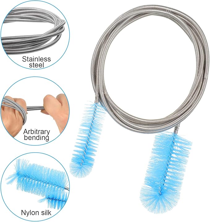 Patelai 3 Pcs Aquarium Filter Hose Brush Stainless Flexible 61 ''79 '' | Long Brush Double-Ended Bent Pipe Cleaner Steel Spring for Lab Fish Tank Aquarium, 3 Color(61.02 inches, 78.74 inches)