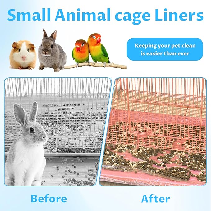 Disposable Birdcage Mats - 50-Piece Pack Of Plastic Small Animal Cage Mats, Waterproof, Easy To Clean, Leak-Proof, Portable Birdcage Mats Suitable For Budgies, Hamsters And Rabbits (20x18 Inches).
