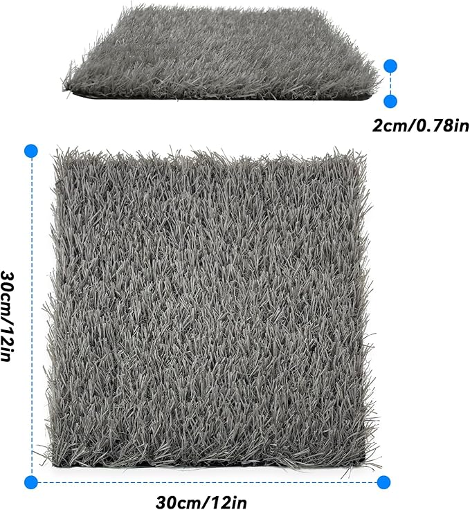 6 Pcs Chickens Nesting Box Pads -12×12",Washable Chickens Nesting Pads Artificial Grass Rug Reusable Hens Nest Boxes Pad Chicken Coop Bedding for Laying Eggs (Grey)