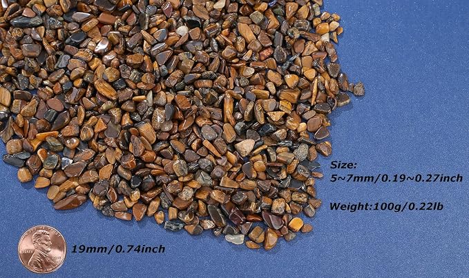 LAIDANLA Tiger Eye Crushed Stone Crystal Chips Bulk Natural Gemstones Healing Reiki Crystals Mini Quartz Vase Filler Aquarium Gravel 100g