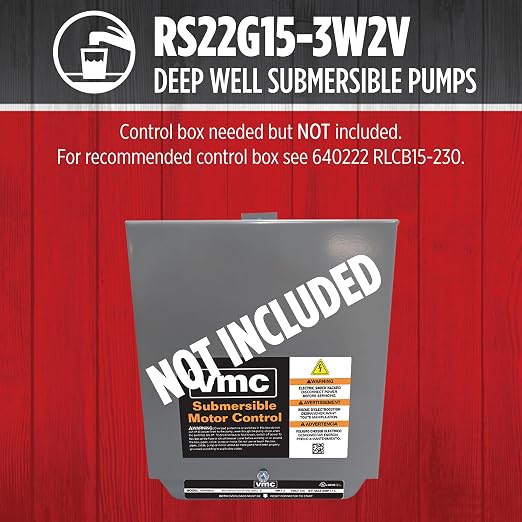Red Lion RS22G15-3W2V Submersible Well Pump, 1.5 HP, 3-Wire, 230V, 22 GPM | Fits 4" wells, Dependable performance for depths to 160', Steel case/ steel discharge, Control Box Sold Separately, 14942383