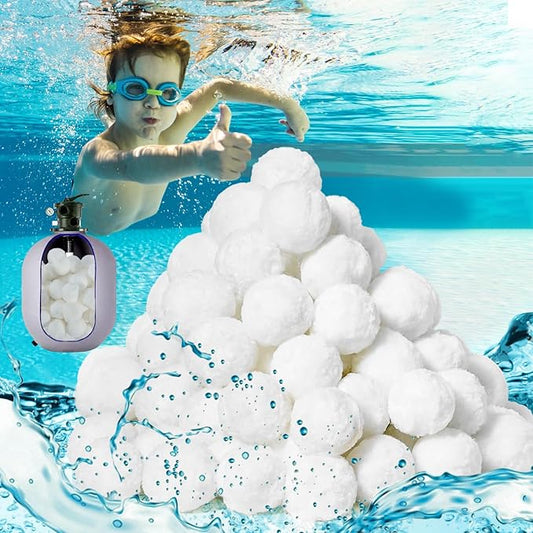 MAQIHAN 50PCS Pool Filter Balls - Sand Filter Ball, Aquarium Filter Media | Reusable Poly Filter Balls for Pool Robots & Water Tank, Sand Filter Pump Systems Accessories, Swimming Pool Cleaning, White