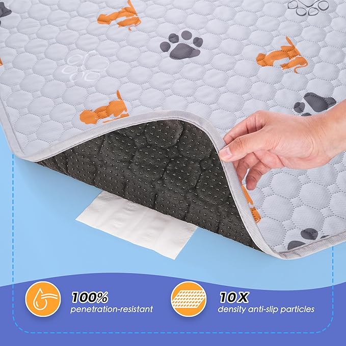 WanpeeGoo Washable Pee Pads for Dogs, 4 Pack Absorbent Reusable Training Dog Pads Pet Puppy Pads, Non-Slip Potty Pads for Whelping, Playpen, Crate, Bed, Orange, 18"x24"