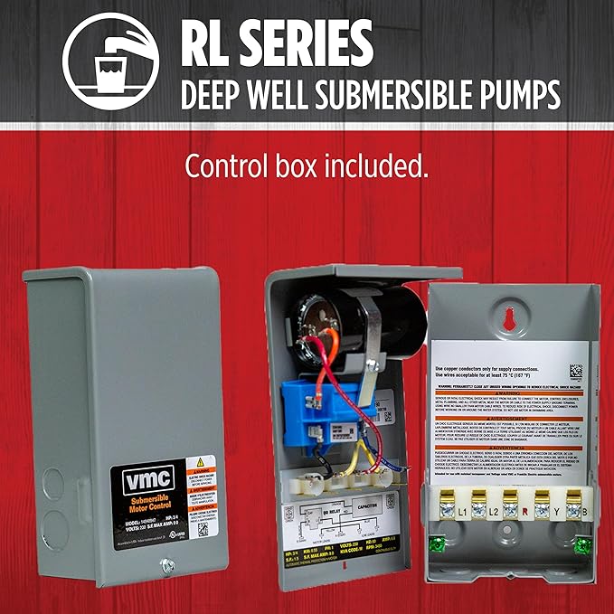 Red Lion RL12G07-3W2V 4-inch Submersible Deep Well Pump with Control Box, 3/4 HP, 12 GPM, 3-Wire, 230 Volt, Steel, 14942406