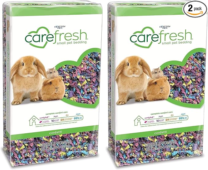 Carefresh 99% Dust-Free Confetti Natural Paper Small Pet Bedding with Odor Control, 23 L (Pack of 2)