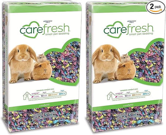 Carefresh 99% Dust-Free Confetti Natural Paper Small Pet Bedding with Odor Control, 23 L (Pack of 2)