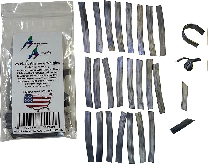 Awesome Aquatic Plant Anchors/Weights 25 pk Strip Lead Ribbon Live Plants Weight Anchor (25 Pack Strips) | Secure plants • Easy to shape • Holds stems in place • Prevents floating • Aquascaping essential