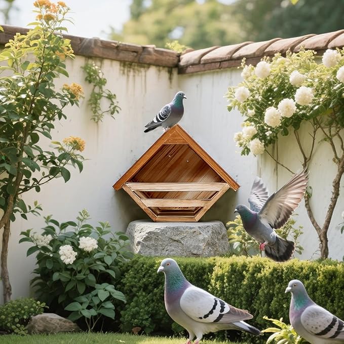 Wooden Dove Nesting Box for Outside, Open Mourning Dove House, Outdoor Weatherproof & Ventilated Pigeon House, Safe & Roosting Shelter for Pigeons, Doves & Medium Birds, Design for Garden, Balcony