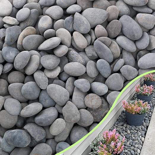 18LB River Rocks,Mexican Beach Pebbles for Plants,Potting,Garden Landscape Stone Paving Stone Grey 1Inch - 2Inch