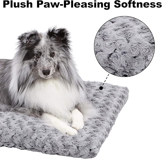 MidWest Homes for Pets Large QuietTime Deluxe Gray Ombre Swirl Plush Pet Bed, Machine Washable, Non-Skid Bottom, Soft Crate Mat for 42-inch Crates
