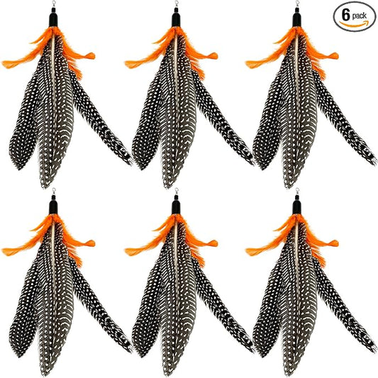 Cat Feather Toys Refill, 6 Pieces Cat Wand Attachments Da Bird Feathers Toy for Indoor Cats