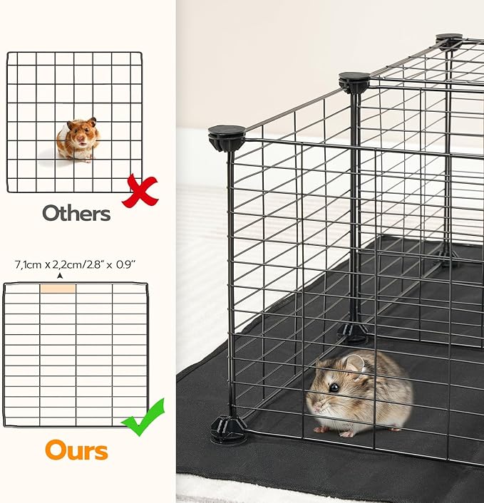 HOOBRO Guinea Pig Cage with Waterproof Mat, 24 Panels Small Animal Playpen, Rabbit Cage, Bunny Cage, Chicken Cage, Pet Playpen, Indoor Outdoor Yard Fence, 57 x 31.5 x 23.6 Inches, Black BK03PP03
