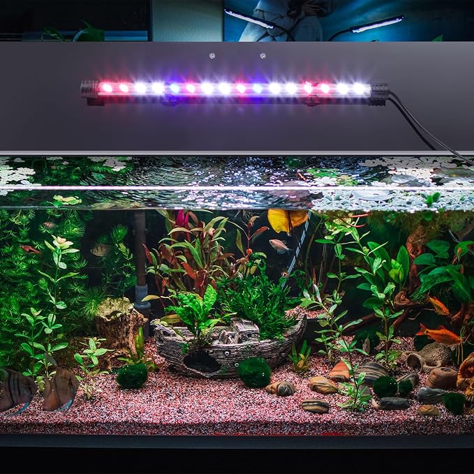 Sieral Aquarium Lids Polycarbonate Canopy with LED Light 2 Pcs Set 16.87 x 16.87 x 0.12 Inch for 50/65/84 Gallon with Center Brace Aquariums Cover Fish Tank Lid with a Hook Knife, Black