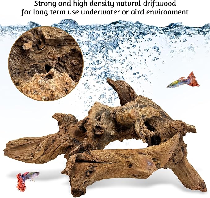 kathson Large Natural Aquarium Driftwood Reptiles Branches Terrarium Ornament Sinkable Wood Decor Trunk Fish Tank Log Habitat Decoration (11"-17")