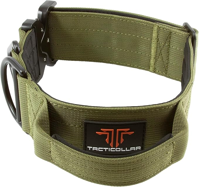 Tacticollar - 2 inch Tactical Dog Collar with Handle for Medium and Large Dogs, Mil Spec Nylon Collar, Quick-Release Metal Buckle, Neoprene Padded Inside (Medium, Olive Green)
