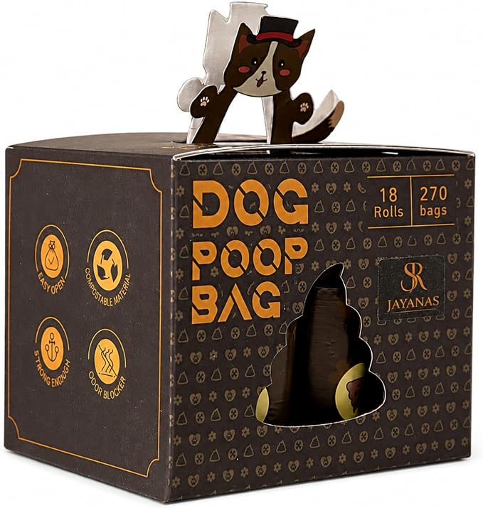 BPI Certified Compostable Dog Poop Bags, 18 Rolls 270 Bags, Coffee-Scented Extra Thick Leak-Proof Waste Bags, Meets ASTM D6400 Standard