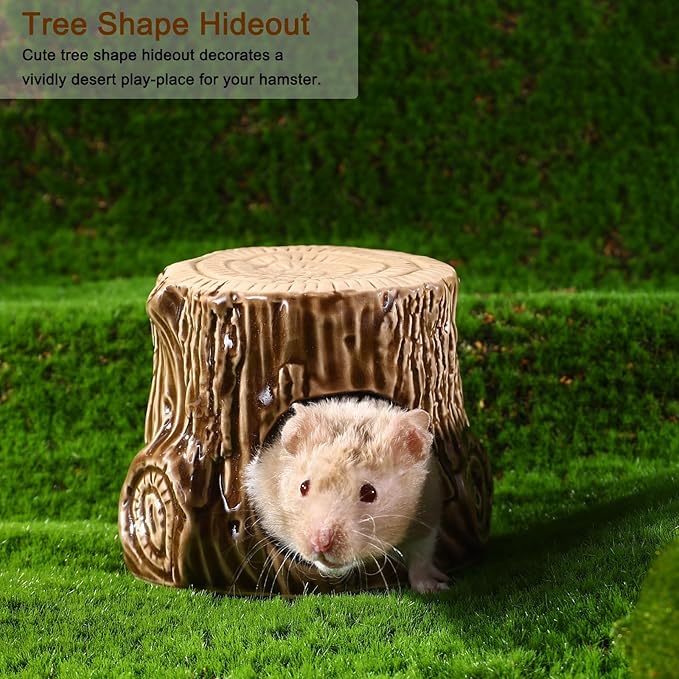 Ceramic Hamster Hideout, Hamster House and Habitat, Syrian Hideout Decor Cool Bed for All Season Gerbil, Mice Guinea Pig