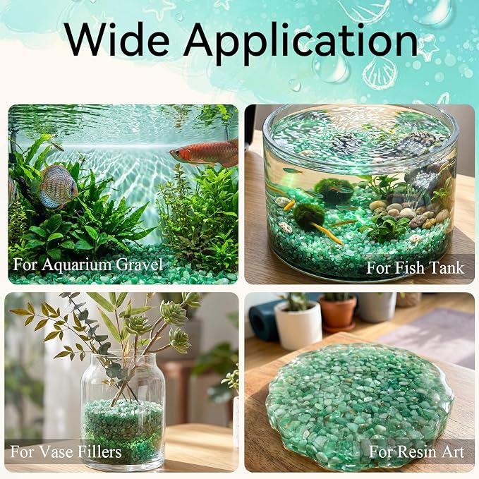 1LB Crystal Chips Stone Green Aventurine 3-5mm Mini Decorative Rock | Crushed Crystal Quartz Bulk,Irregular Polished Rocks for Fish Tank,Vases Filler,Succulent Plants Decor,Aquarium Gravel Rocks