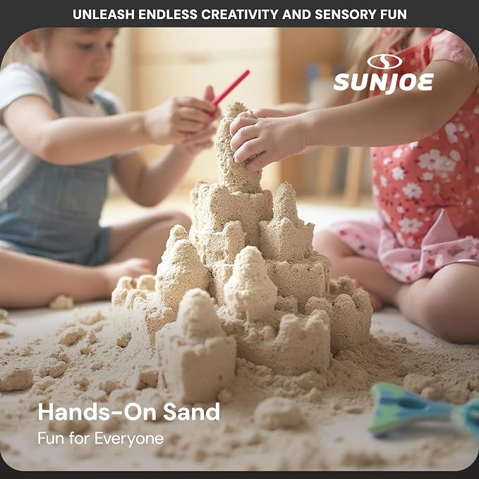 Sun Joe 2 Pack Silica Play Sand for Sandbox, Sensory Table & Garden Spaces, Ultra Fine, 20 Lbs - Natural Craft Accessory for Molding, Digging & Sculpting - Ideal for Indoor and Outdoor Use