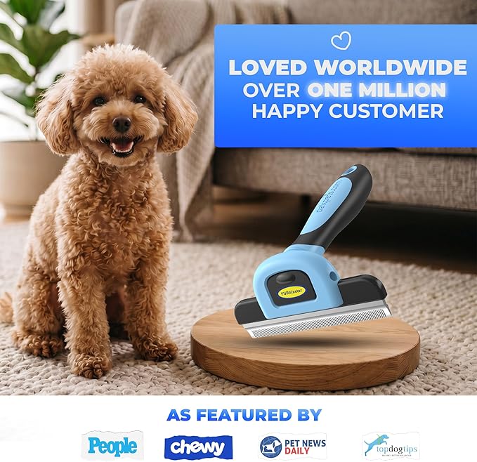 DakPets Deshedding Tool | Stainless Steel Grooming Brush for Shedding Fur Removal - Cats and Dogs
