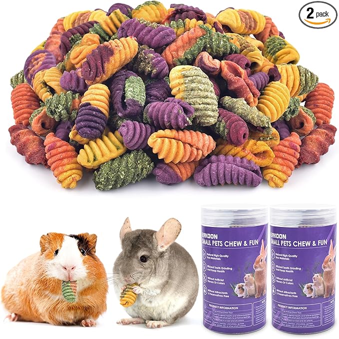 ERKOON Chinchilla Treats, Chew Toys for Teeth for Rabbit Guinea Pig Gerbil Rat Dwarf Hamster(Small Size-2 Pack)