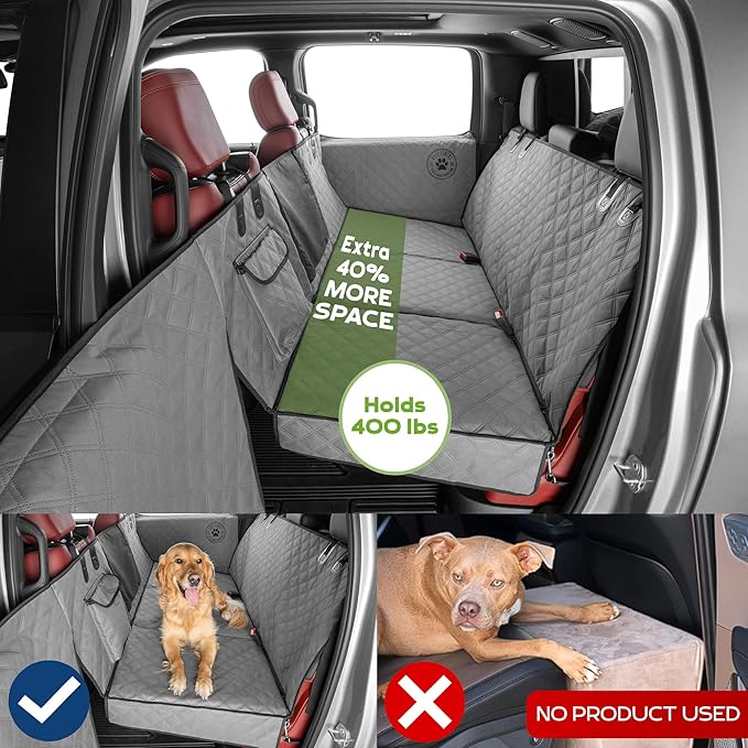 Ruff Liners XL Back Seat Extender for Dogs, Gray – As Seen on Shark Tank – Flat Bridge Platform for Full-Size Trucks, Stable Base, 400lb Support, Waterproof – Rigid Back Seat Cover for Dogs