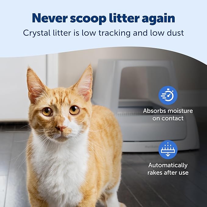 PetSafe ScoopFree Crystal Pro Legacy Automatic Self-Cleaning Cat Litter Box Enclosed Front-Entry Includes 1 Disposable Crystal Litter Tray Advanced Odor Control Gray (PAL00-16806)