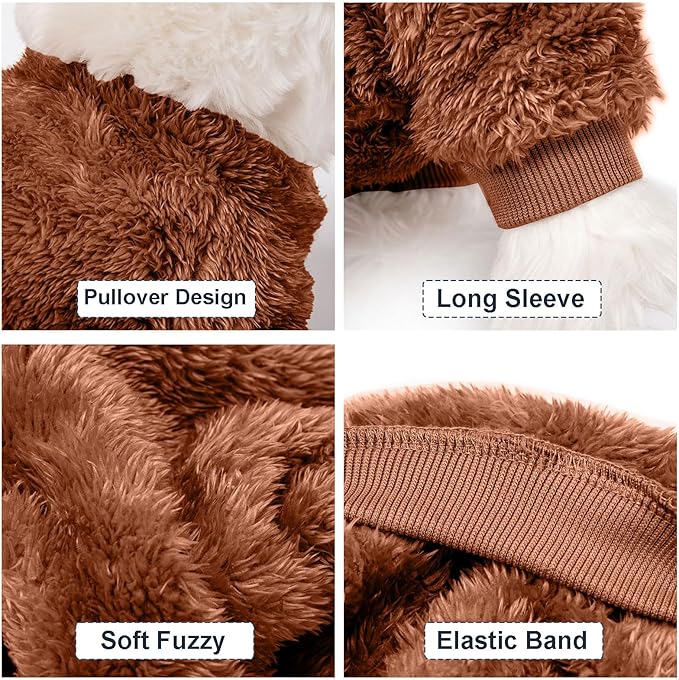 Dog Sweater, 3 Pack Dog Sweaters for Small Dogs, Dog Clothes for Small Dogs Girl Boy, Ultra Soft and Warm Puppy Sweater Dog Coat for Winter Christmas (Orange+Coffee+Yellow, XXS)