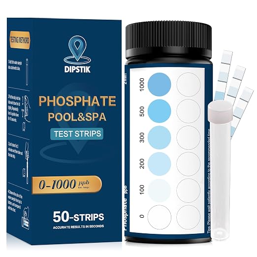 DIPSTIK Phosphate Test Kit for Pool,50 Strips Phosphate Test Strip | Quick and Accurate Swimming Hot Tub and Spa Water Testing