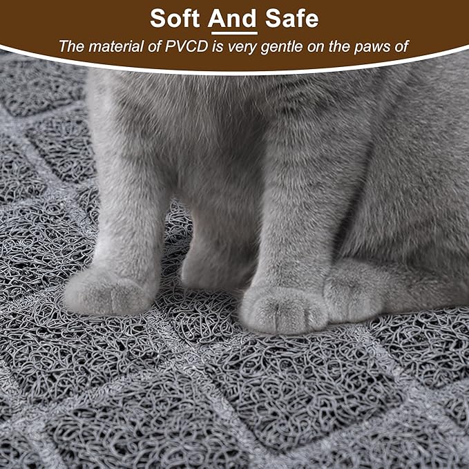 Cat Litter Mat Litter Box Mat，Litter Trapping Mat Premium Durable PVC Pad, 24 x 35 Inches Kitty Litter Box, Easy to Clean，Non-Slip，Urine Waterproof