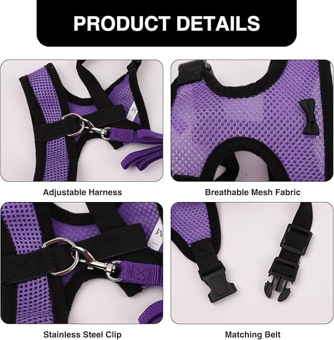 4 Pcs Chicken Harness and Leash, Adjustable Elastic Training Chicken Leash for Hens Duck Goose Pet (Medium)