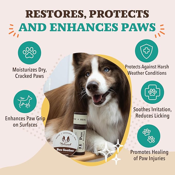 Natural Dog Company Paw Soother Balm & Wax - Dog Paw Balm & Moisturizer for Dry, Cracked Paw Pads, Helps Moisturize & Condition Worn Paws, Coconut Oil & Calendula, Daily Paw Care, 1 oz Tin