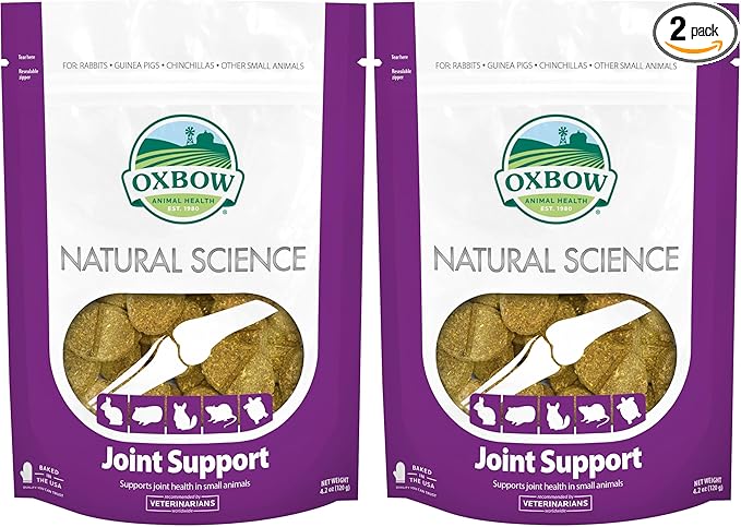 Oxbow Natural Science Joint Support,Anti Inflammatory Supplement for Rabbit & Guinea Pig,Oxbow Timothy Hay,Made with Glucosamine,Turmeric,& Yucca,Made in USA,4.2 oz Bag,(Pack of 2)