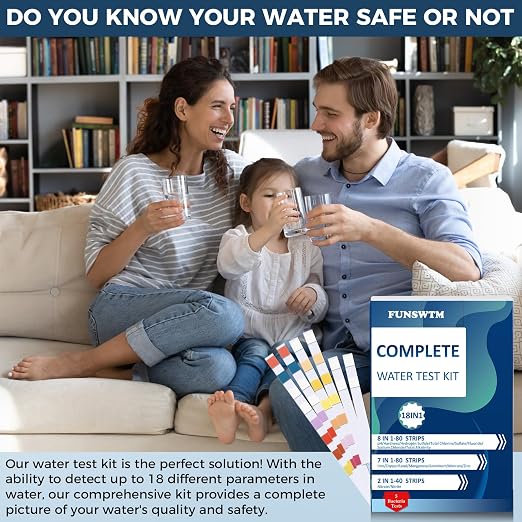Home Water Testing Kits for Drinking Water: 18 in 1 Well Water Test Kit 200 Strips with 5 Tests for Bacteria to Detecting Fluoride Hardness Iron, etc, BLUE | Completed Water Testing Kits for Drinking Water Home Well Tap Water, Detect 18 parameter Lead ...