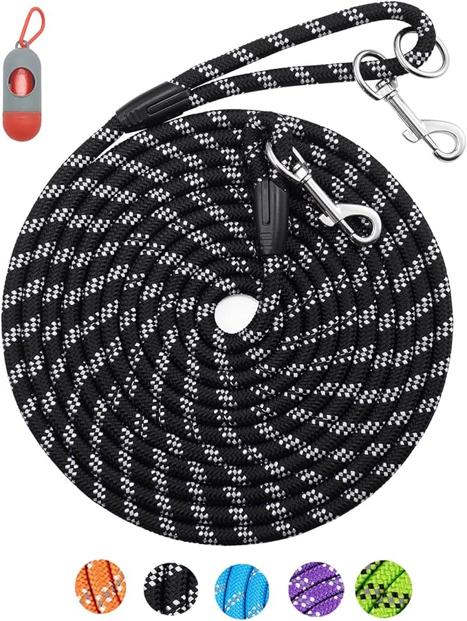 Dog Leash for Training 10FT/16FT/30FT/50FT/100FT Long, Reflective Threads Rope Check Cord, Heavy Duty Lead for Large Medium Small Dogs Outside Walking, Playing, Camping, or Yard
