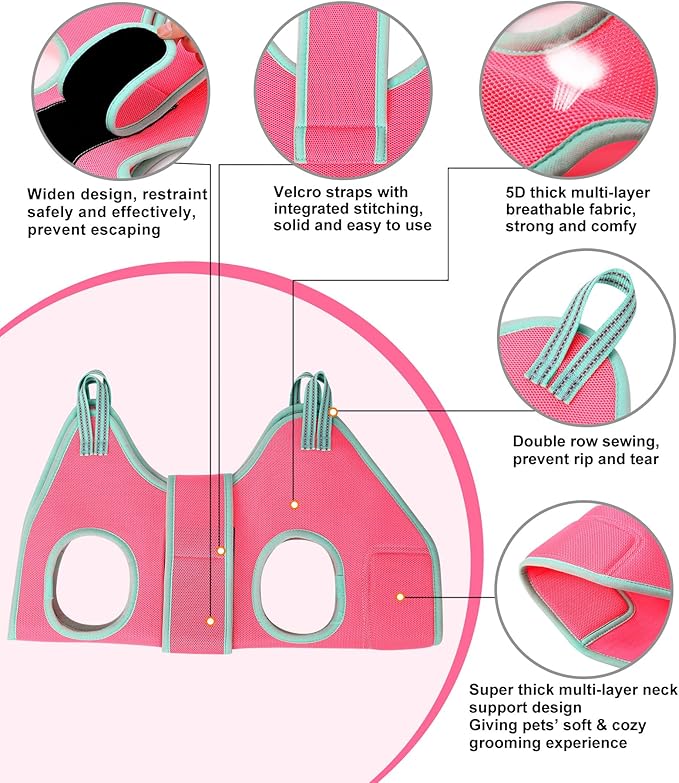 Kkiimatt Dog Grooming Hammock, XXS Grooming Harness for Dogs Trimming at Home,Dog Sling Restraint for Grooming with Thick Fabric Neck Support, Grooming Strap Hanger Holder for Claw Care