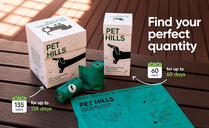 Heavy Duty Compostable Dog Poop Bags – 270 Count, Extra Thick 20 Micron, Leakproof & Unscented, Fits All Dispensers, Plant-Based Cornstarch, TÜV OK Compost HOME Certified