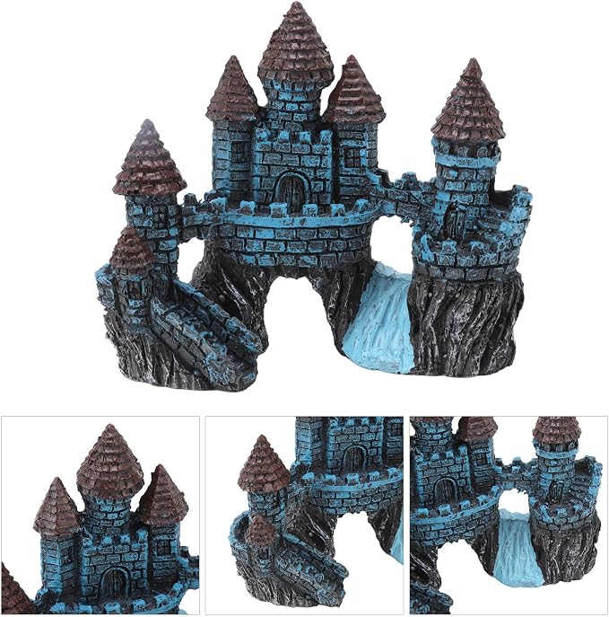 Resin Castle Aquarium Decorations,Hideout Castle House Cave Stone Head Aquarium Ornament,Fish Tank House Decor for Freshwater Saltwater