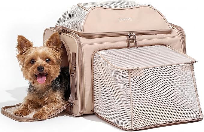 FUKUMARU Expandable Pet Carrier for Cat, 18x11x11 Large Cat Carrier Soft, Collapsible Airline Approved Dog Carrier, Ventilate Cat Travel Carrier with Durable Mesh, Escape-Proof Small Dog Carrier, Pink