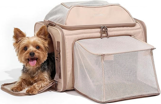 FUKUMARU Expandable Pet Carrier for Cat, 18x11x11 Large Cat Carrier Soft, Collapsible Airline Approved Dog Carrier, Ventilate Cat Travel Carrier with Durable Mesh, Escape-Proof Small Dog Carrier, Pink