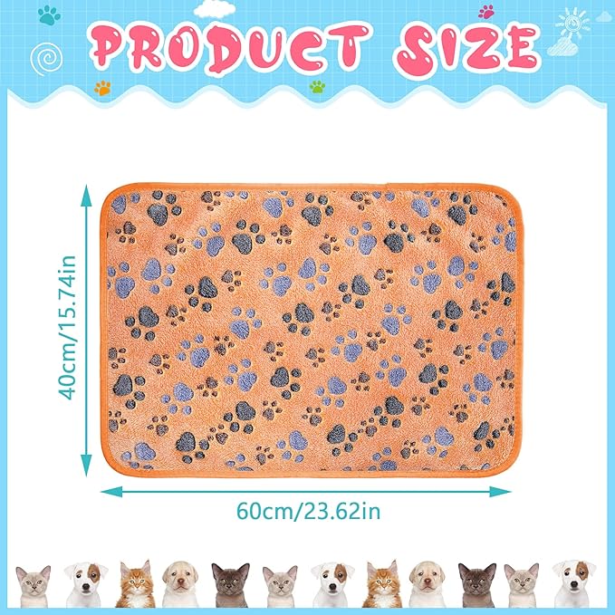 Tatuo 4 Pack Fleece Dog Blankets for Puppy Cats Multi-Size Sleep Mat for Pet Guinea Pig Soft Washable Warm Crate Bed Puppy Teething Toys Print Pattern Blanket Indoor(Coffee,24 x 16 Inch,Paw)