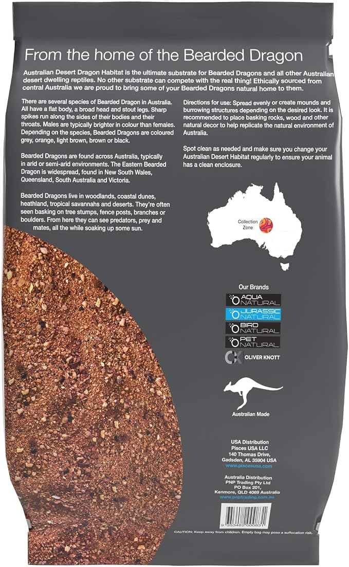 Jurassic Natural Australian Desert Dragon Habitat Substrate, Red, 10lb | For Bearded Dragons and Other Lizards
