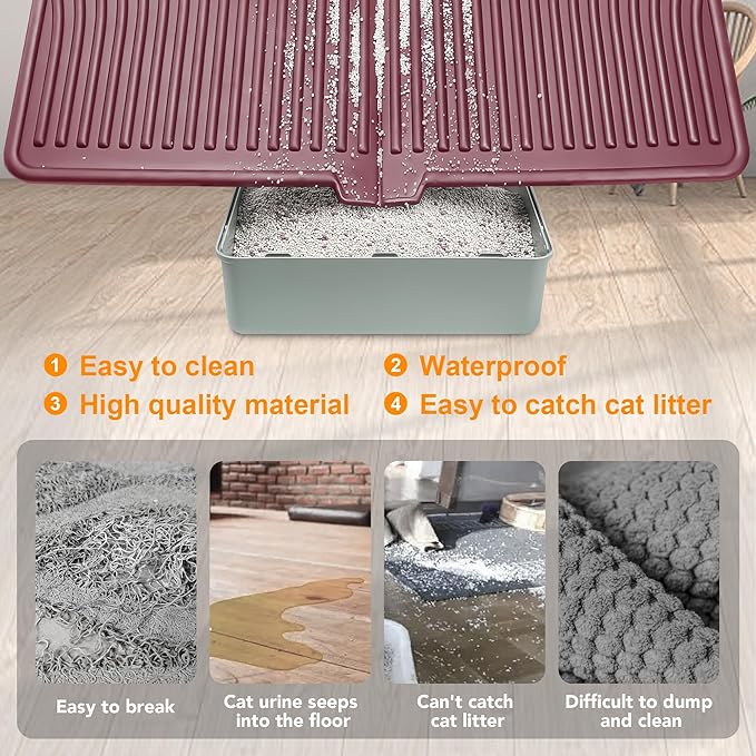 UPSKY Cat Litter Mat, Large Kitty Litter Trapping Mat Soft on Kitty Paws, Litter Box Mat Keep Floor Clean, 31" x 24" Waterproof and Washable Trapping Mats Catcher Pad for Scatter Control