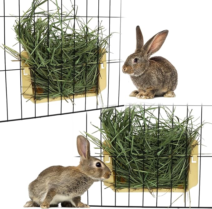 Hypeety Rabbit Hay Feeder - Automatic Plastic Cage Accessory for Guinea Pigs, Chinchillas, and Small Animals