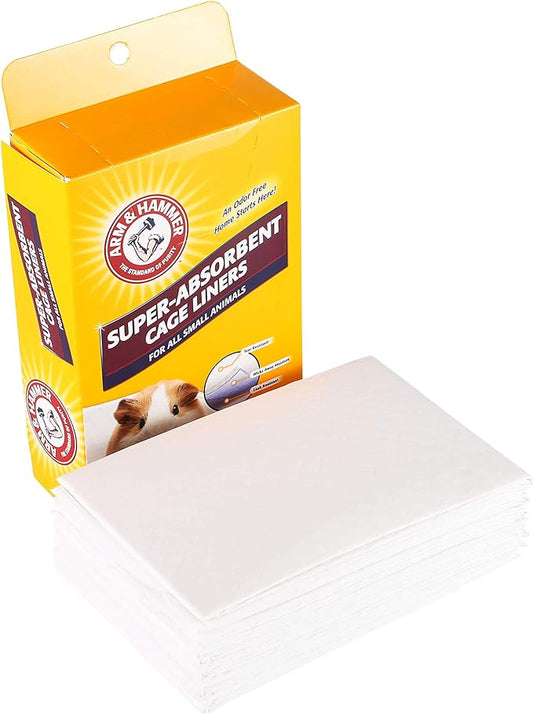 Arm & Hammer Super Absorbent Cage Liners for Guinea Pigs, Hamsters, Rabbits & Small Animals, Odor Control Cage Tray Liners for Wire or Mesh Grate Cages, Trim to Fit, 7 Count