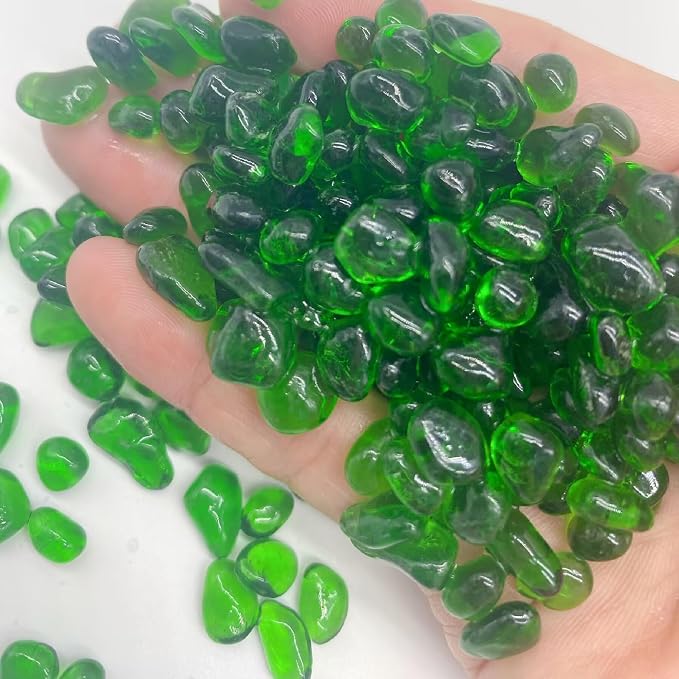 OEEKOI Sea Glass Stones, 1LB Clear Glass Pebbles Marble Aquarium Fish Tank Rocks Gravel for Turtle Tank, Vase Fillers, DIY Crafts, and Home Decor-Colorful