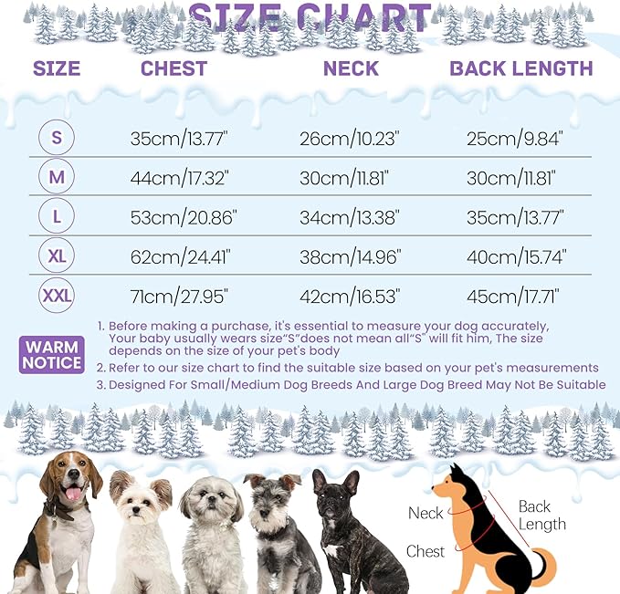 BRKURLEG Purple Dog Coat with Harness, Dog Winter Jacket, Dogs Onesie Body Warm Jackets, Small Dogs Winter Coats Reflective Windproof Warm Cold Weather Coats, Pet Waterproof Jackets, L