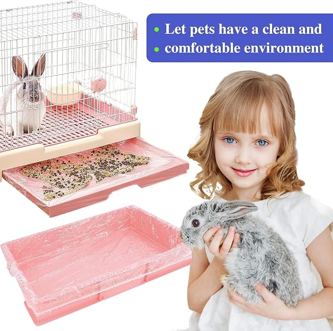 100 pcs Disposable Cage Liners, Clear Plastic Rabbit Cage Liner Bag, Universal Toilet Film for Bunny, Hamster, Totoro, Hedgehog, Guinea Pig and Small Animals (100pcs, 47in)