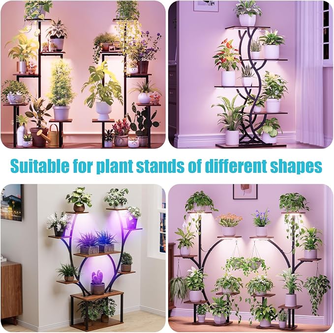 Hywyimlait 7.8'' LED Grow Light Strips, Grow Lamps for Indoor Plants Full Spectrum, Plant Light with 4/8/12H Timer, 10 Dimmable Levels for Seedling Succulent,Best Match for Plant Shelf, 3 Head