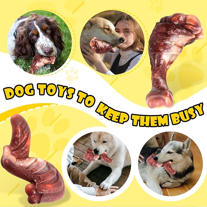 Fuufome Dog Chew Toys for Aggressive Chewers: 2 Pack Indestructible &ToughToys for Aggressive Chewers-Dog Bones Nylon Toys for Small, Medium, Large Breeds-Super Chewer Toys to Keep Them Busy